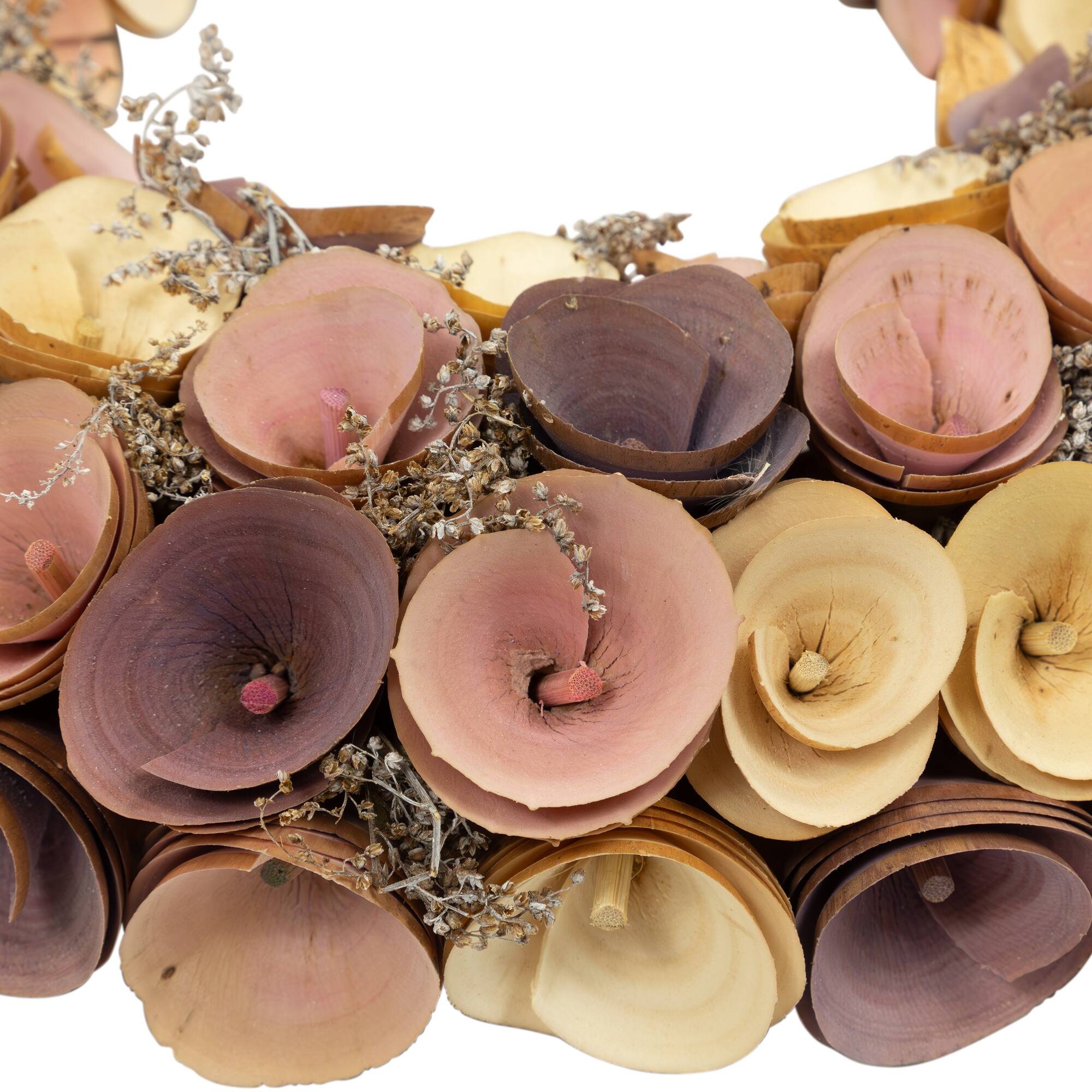 12" Pink & Yellow Wooden Floral Spring Wreath